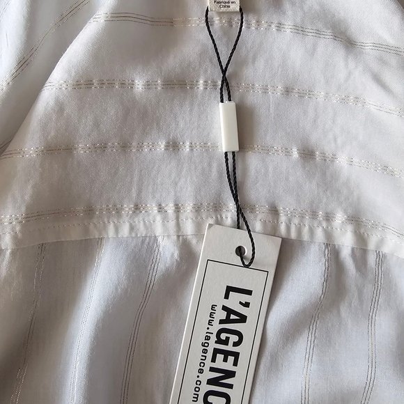 L'AGENCE Camille Metallic‎ Steipe Button-Up Blouse - Picture 9 of 12